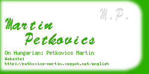 martin petkovics business card